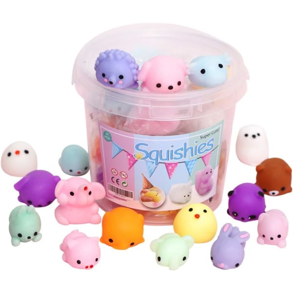 24st Party Favors för barn Mochi Squishy Toy Reliever ångest med förvaringslåda