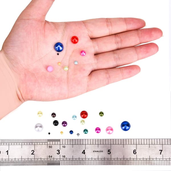 Flerfargede halve kunstige perleperler med flat bakside i plast