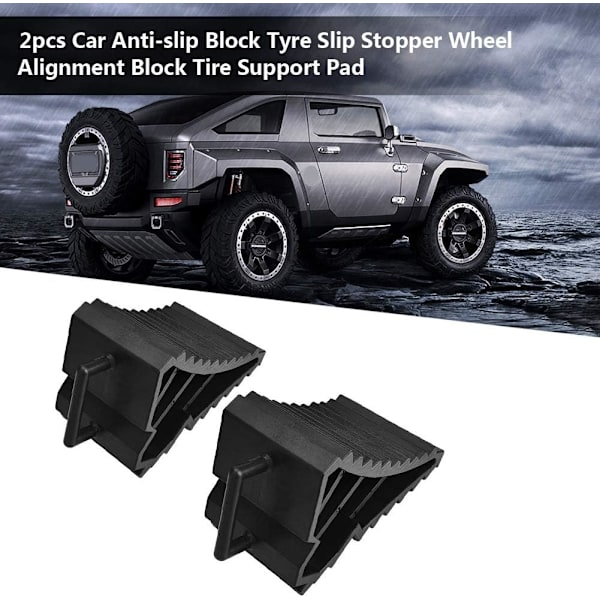 2 st Car Anti-slip Block Tyre Slip Stopper Solid Rubber Safety Wheel Alignment Block