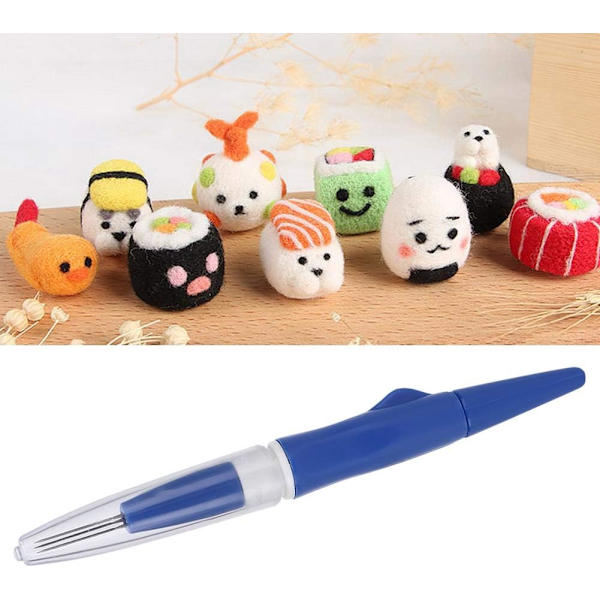 3 stift bärbar filtning nålpenna multi-nål syverktyg bekväm handkänsla filtning nål (blå)