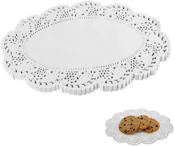 Engangs hvite blondebrikker blondeunderlag papir 7,5X10,5 tommer 150 stk (oval)