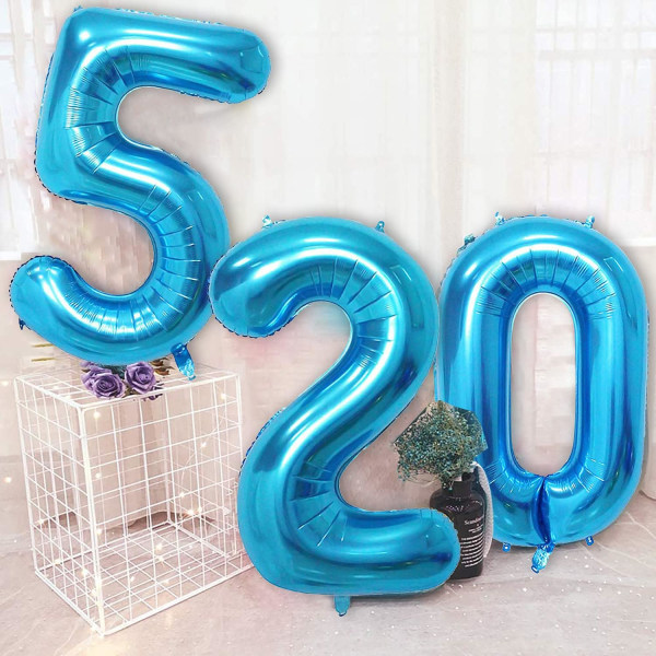 1 st 40 tum stor digital folieballong för födelsedagsfestdekorationer (blå, 7) Blue 7