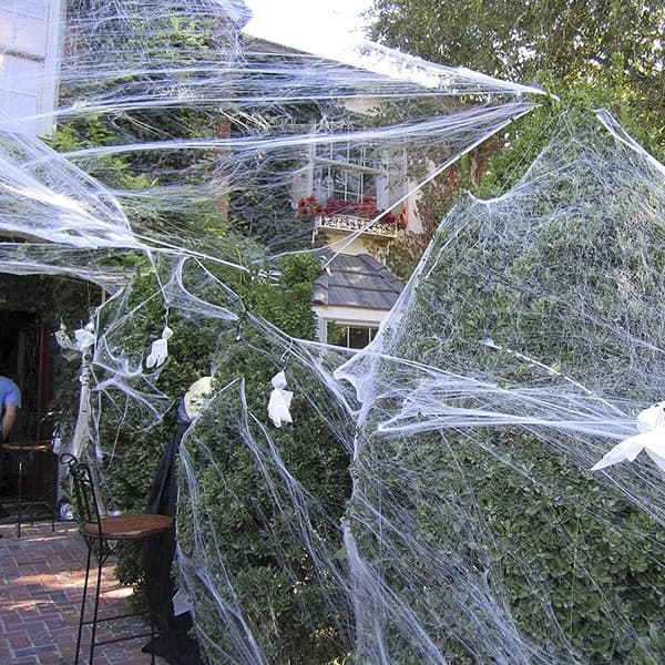 Skummel Edderkopp Halloween-dekorasjon Spindelvev med 30 Edderkopper