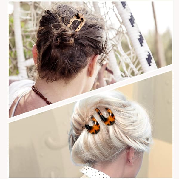 U-formade hårnålar Sköldpaddsskal Gaffelpinnar 2-uddig Chignon 6 st
