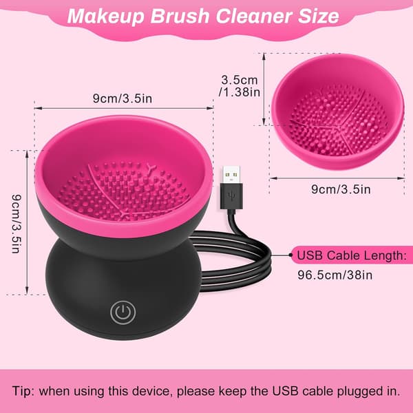 Makeupbørsterenser Maskine, USB Automatisk Spinner Kosmetisk Børsterenser, til Alle Makeupbørster
