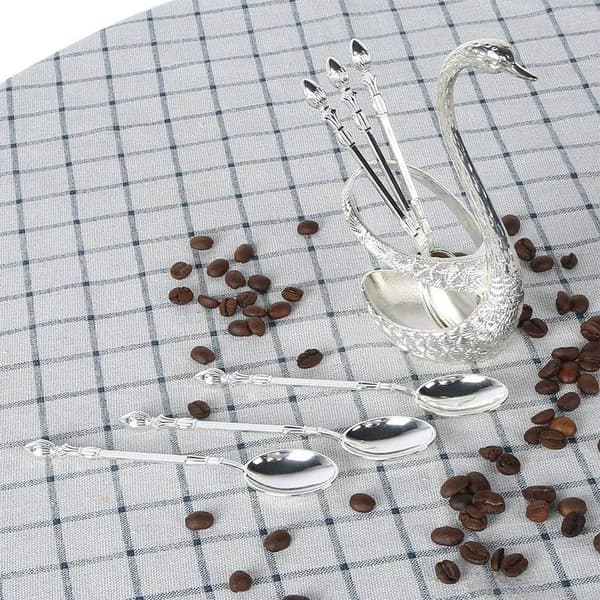 Kaffeskje, serveringsskje i rustfritt stål med svaneholder silver