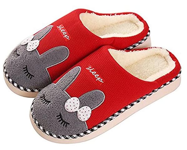 Bomullstofflor Tofflor Mysig Hem Halkskyddstofflor (Storlek:39-40) red 27cm