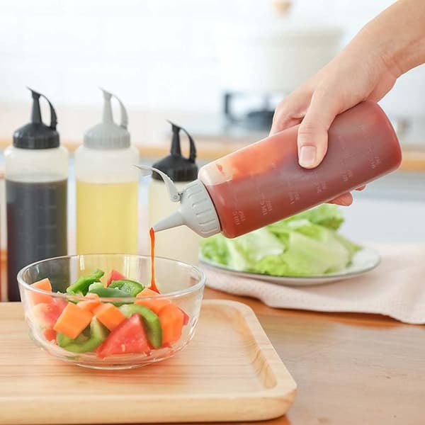 Kök Redskap Pressflaska Sprutflaska Kryddflaskor Sås Dispenser Gray 175ML