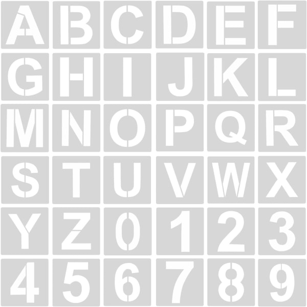36 st alfabet nummer stenciler, 10 cm plast återanvändbar stencil av bokstäver DIY målning