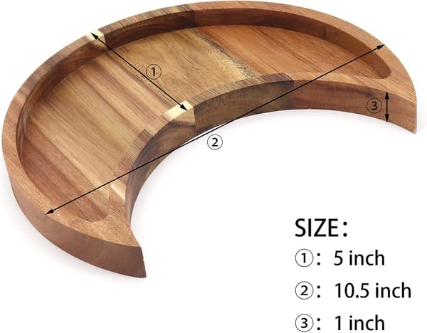 Træ Månebakke Håndpoleret Smykkeopbevaring Displayholder 1 Stykke