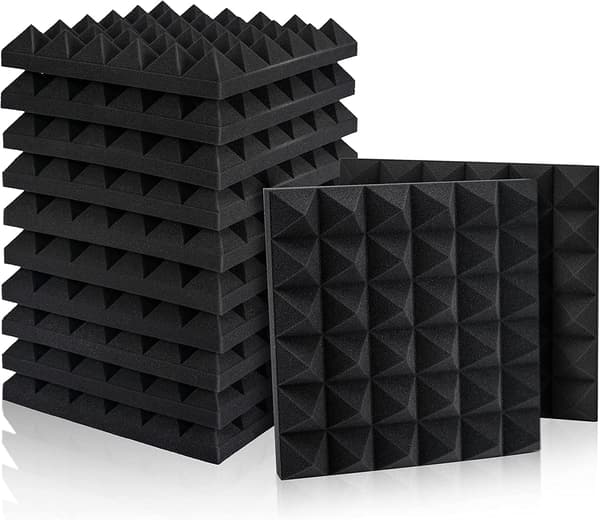 12 stk. akustiske skumpaneler, Studio Wedge-fliser, skumlydabsorberende pyramide-studiebehandlingsvægpaneler