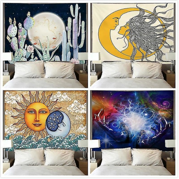 Estetisk abstrakt konst väggtapet heminredning (58 * 79 tum, måne och sol) 150*200cm