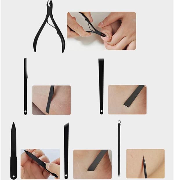 18 stk. professionelt manicure- og pedicuresæt i rustfrit stål til neglepleje red