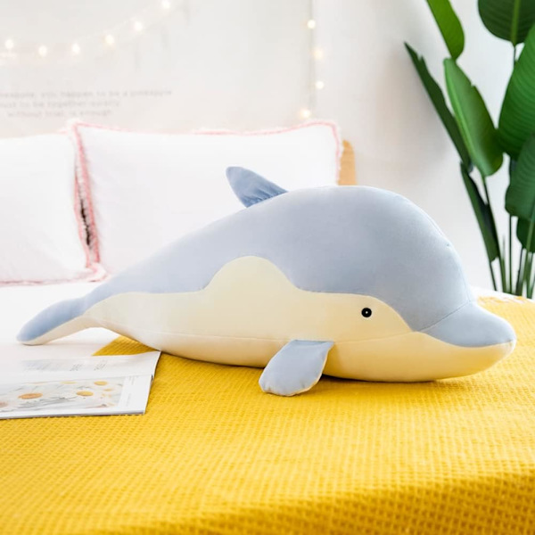 Gosedjur Delfin, 50 cm Gosedjur Delfin för Flickor Pojkar Vänner, Blå Blue 50cm