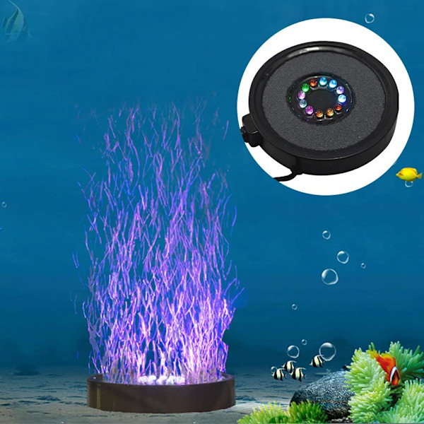 Akvarium LED-luftstensplatta, akvarieluftare med automatiskt färgbyte LED