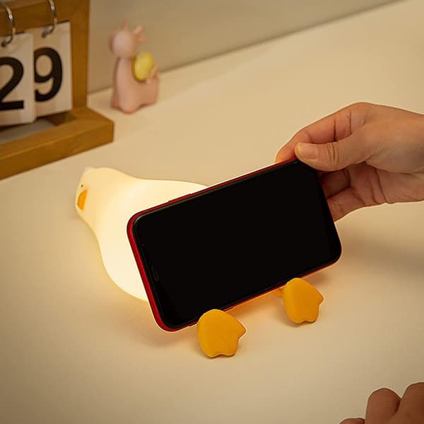 Flattliggende and nattlys barn 3 lysmoduser USB silikon sove med 30 minutters timerlys