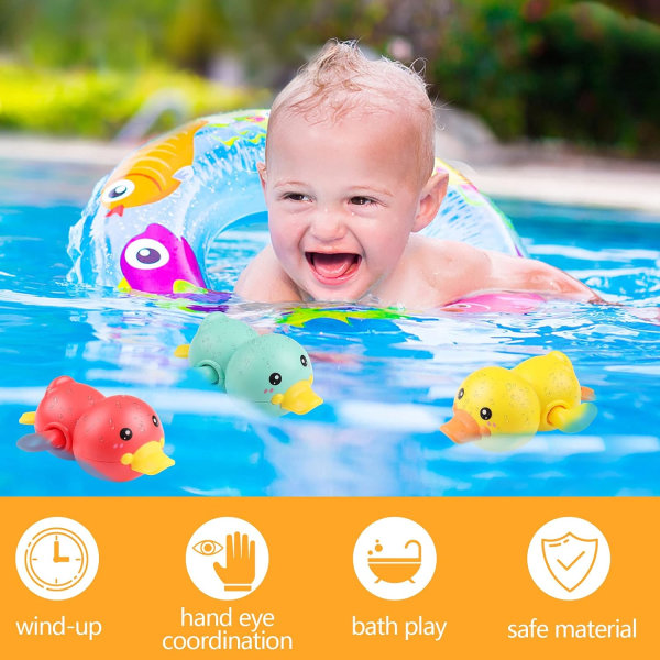 Baby Badleksak Anka Simning Bad Pool Leksak Rörelse Anka för Småbarn Pojkar Flickor 3 Färger
