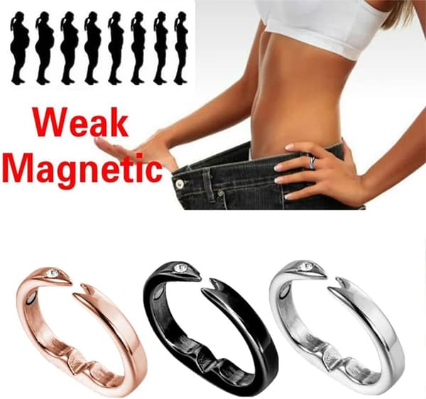 2 STK Magnetisk Lymfedrænage Ring, Justerbar Åbningsring, Vægttab (sølv) silver