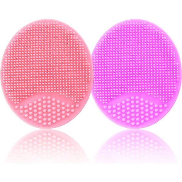 Baby Bath Silikonmassage Exfolieringsborste 2 delar (rosa + ljuslila) Pink + Light Purple