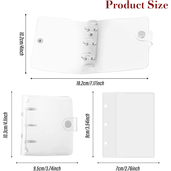 Mini 3-ring pärm med innerficka i PVC för reseplanerare