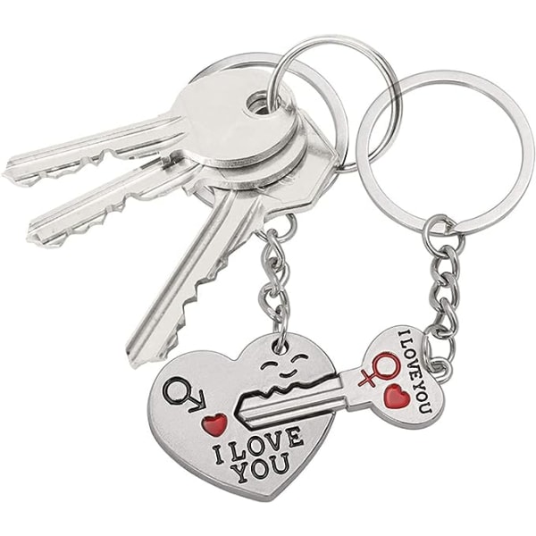 Lovers-par nyckelhänge, hjärtformad älskare key trailer, nyckelring för jubileum Alla hjärtans dag presenter