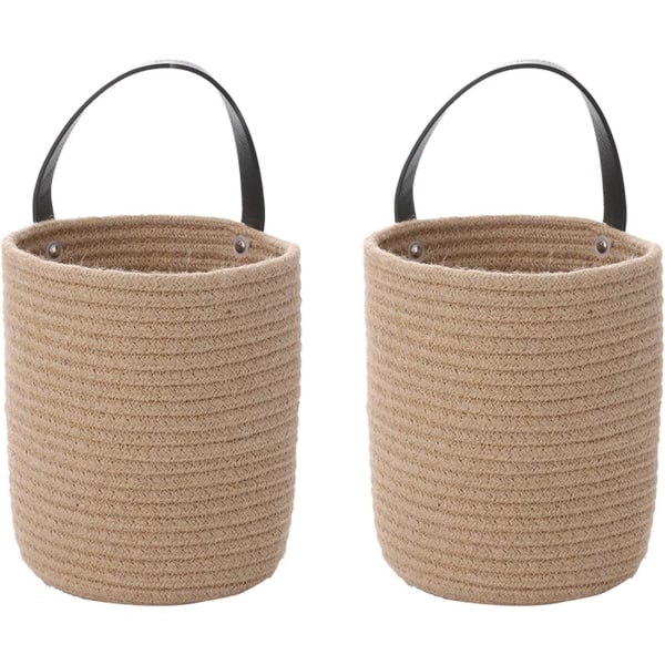 2-pack vävda väggkorgar, små förvaringskorgar, för sovrum, vardagsrum, innergård (Khaki)