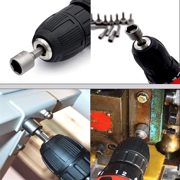 1/4\" Hurtigskift sekskantet skaft mutterholder drivbits metrisk ikke-magnetisk - 2 stk.