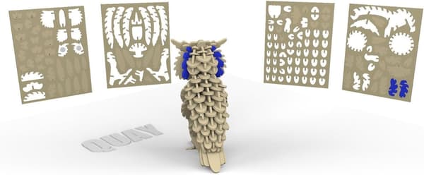 Træbearbejdning Byggesæt Træ 3D Puslespil Simulationsmodel Lille 4 Stykker Ugle