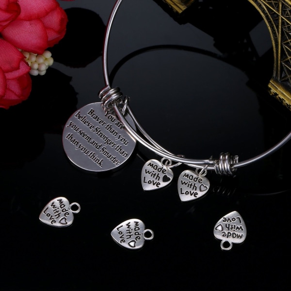 100-pack antika silverhjärtaberlocker gjorda med kärleksberlockshänge för att göra DIY-smycken