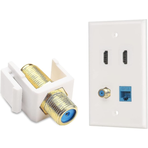 4-pack guldpläterad RG6 Jack Insert Väggplatta Koax F-typ Anslutning
