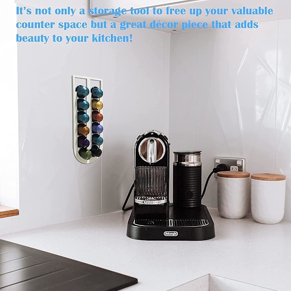 Väggmonterad hållare för kontor för 12 kaffekapslar förvaringsställ (vit) White