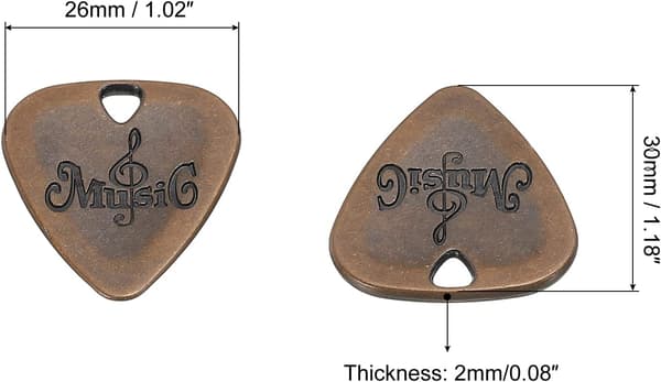 Gitarrplektrum 2 mm tjocklek metall koppar ton för gitarr musikinstrument 5-pack