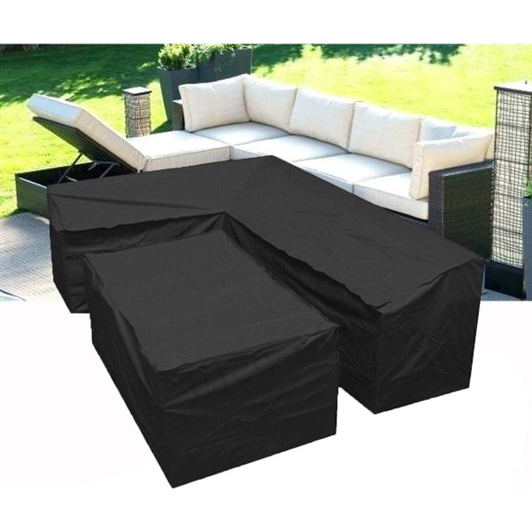 2st L-formad cover loungesoffa, 210D för trädgårdsmöbler skyddsöverdrag