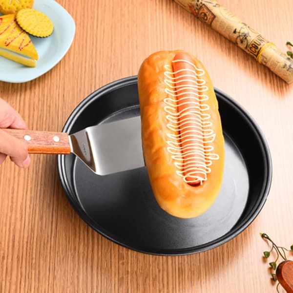 Sett med slikkepott i rustfritt stål, 2 romtilbehør til grill, trehåndtak, non-stick, anti