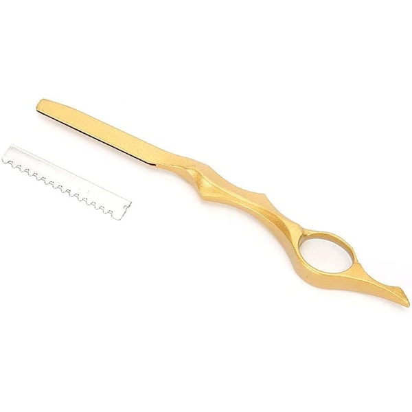 Hårutgallringssaxar, skärningständer, rakblad i rostfritt stål för frisörer, texturering (guld)