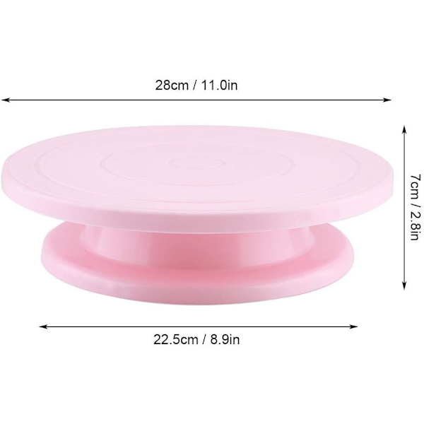 11 tums roterande stativ CakeTools halkfri rullbricka roterande displaystativ (rosa)