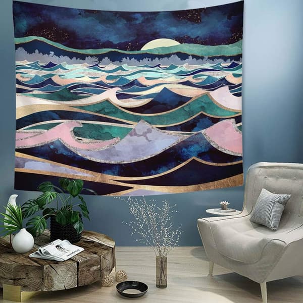 Väggbonad, Ocean Tapestry Sheet Space Väggbonad Sovrum Bonad Hem Sovsal Dekor, 78,7x59in