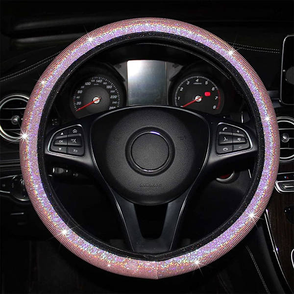 Glitter Rattmuff, Universell halkfri glänsande färgglad bilrattsöverdrag (Rosa) Pink