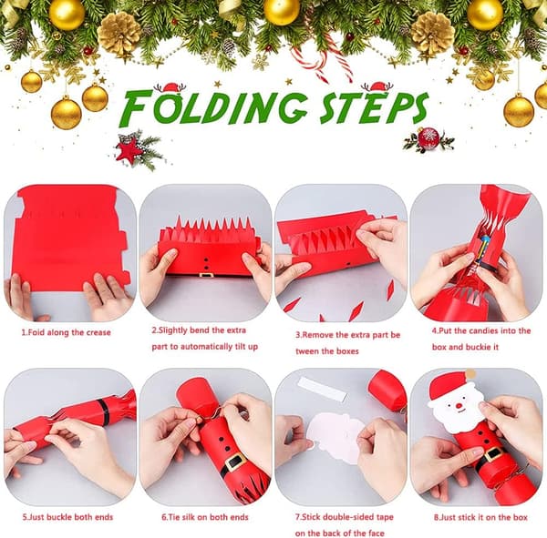 Pakke med 20 julegodteribokser Julepapirbokser DIY festgavebokser