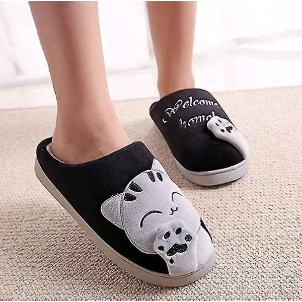 Bomullstofflor Tofflor Cartoon Halkfria Tofflor (Storlek:35-36) black 25cm