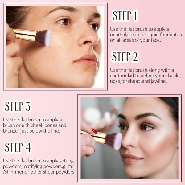 Kvinders bløde flade makeup blush foundation børste skønhedsværktøjer 3 stk.