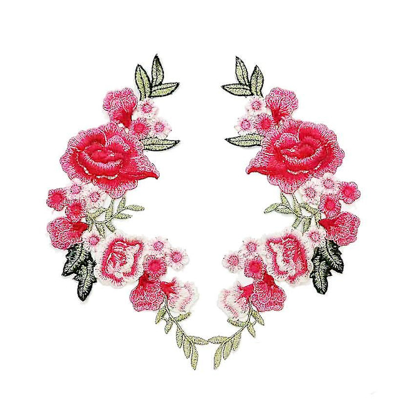 Vattenlösliga färgglada blommor kläder broderi lappar DIY lappar (ros röd) 1 par rose Red