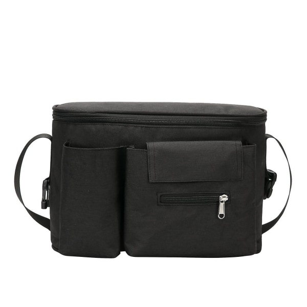 Barnvagn Organizer, Buggy Organizer, Barnvagn Organizer Bag med mugghållare & axelrem (svart) Color 1
