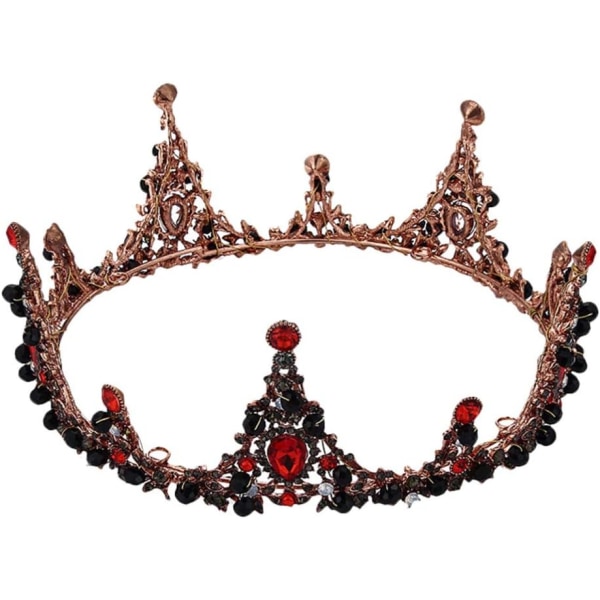 Headpiece Bride Crowns Tiaras Strass Bridal för kvinnor Bröllop (svart, röd)