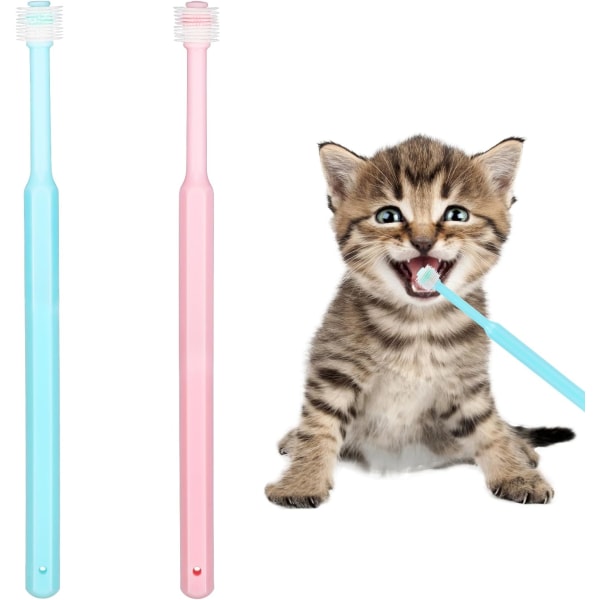 2-pack liten hund- och katttandborste, 360 graders mjuk silikon-tandborste för husdjursvård Hund Munhygien