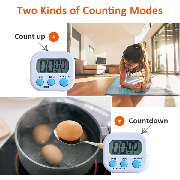 4PCS digital timer med magnetisk och stående, för skola, kök, sport, gym
