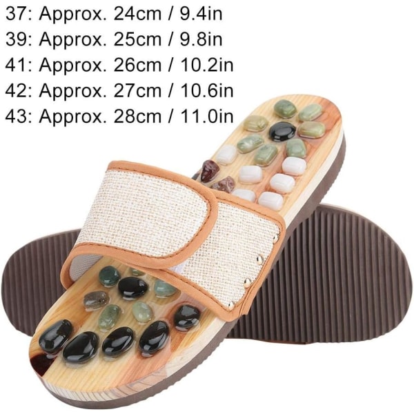 Akupressur fotmassage, reflexologimassage sandaler, tofflor med stenar (storlek: 39) 39