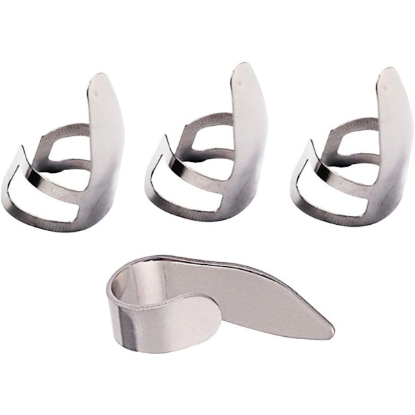 4-pack fingerplockar i rostfritt stål för tummen, fingerplockar för gitarr, banjo och ukulele (silver)