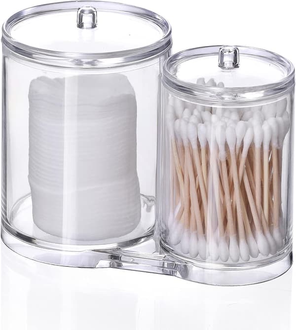 Makeup Organizer Bomuldspuder Holder Boks, Badeværelses Organizer Krukkesæt Inklusive Låg