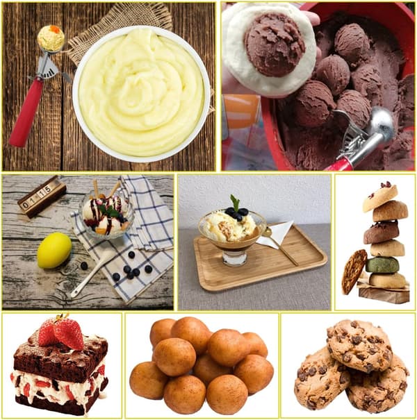 Iskremscoopsett, flere størrelser stor-medium-liten størrelse disher, cupcake-scoop